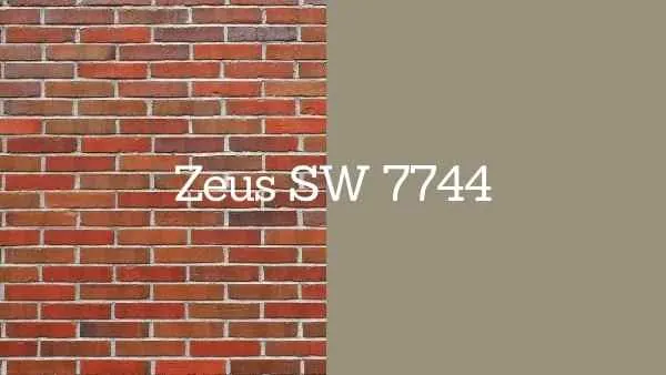 Zeus 7744 paint swatch held against red brick